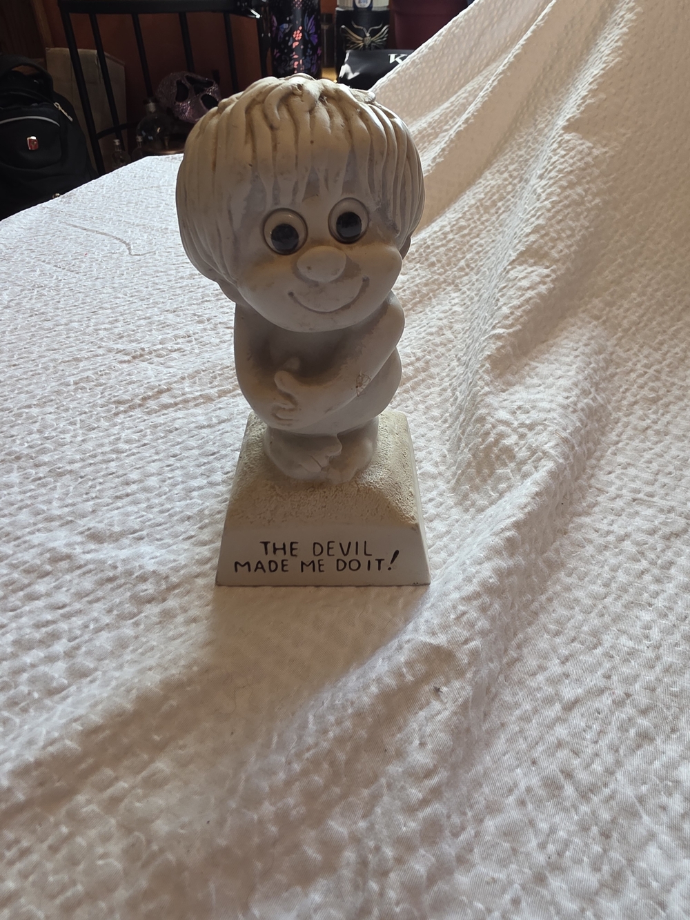 vintage 1970s "Sillisculpt" figurine titled "The Devil Made Me Do It!" produced